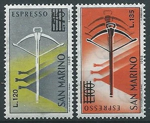 1965 SAN MARINO ESPRESSI BALESTRA 2 VALORI MNH ** - ED - Picture 1 of 1