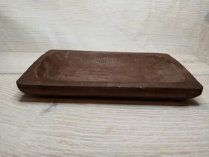 12” M Carved Wooden Dough Bowl Trencher Centerpiece Tray Primitive Farmhouse - Picture 1 of 11