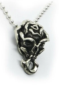 Abstart Skull blended with Evil Rose Sterling Silver Pendant  - Picture 1 of 4
