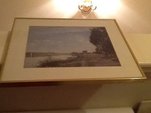 Monet print of a chateaux river sailboat scene country print framed picture - Picture 1 of 3