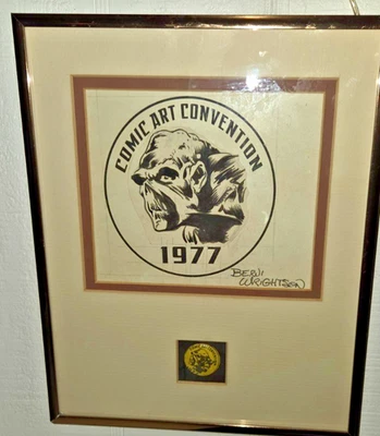 Bernie Wrightson Sawmp Thing arte original y botón 1977 enmarañado y enmarcado Foto 1 de 4