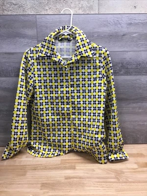 Blusa Vintage Jack Invierno Amarillo Poliéster Abotonada Top Retro Años 60’s-70’s** Foto 1 de 4