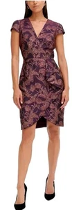 Nwt Vince Camuto Jacquard Ruffled Bodycon Metallic Floral Dress $168 Size 8 - Picture 1 of 6