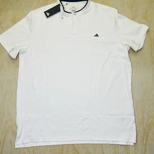 NEW Adidas Mens Go-to Henley Golf Polo Shirt 2XL Short Sleeve White - Picture 1 of 12