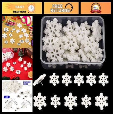 30 Pack Christmas Snowflake Push Pins - Decorative Cork Board Tacks, 0.9" Thumb - Image 1 of 4