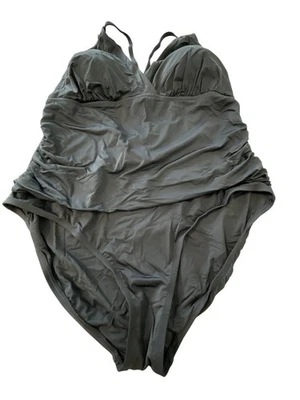 Traje de baño Jantzen Surplice cuello tiras espalda una pieza talla grande 20 negro playa Foto 1 de 4