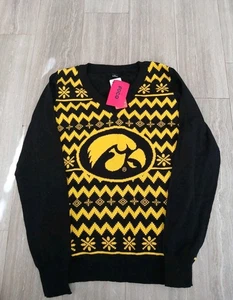 Womens FOCO Iowa Hawkeyes V-Neck Ugly Sweater, Medium - Picture 1 of 5