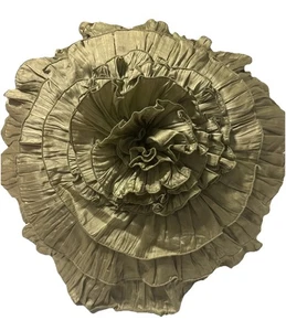 Cuscino piumino d'oca ANN GISH TAFFETÀ FIORE DI MARE / seta verde rotondo - Foto 1 di 13