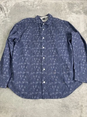 Eleventy Long Sleeve Button Down Shirt Men's Size XL Blue Made In Italy - Imagem 1 de 4