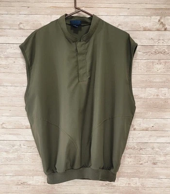 Vtg Sunderland Of Scotland Pullover Gilet Vest Lg Mandarin Collar Forest Green - Image 1 of 4