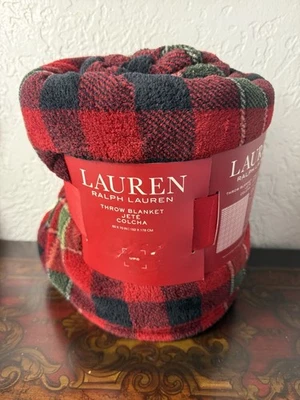 Ralph Lauren Manta de Vellón a Cuadros 60”X 70” Poliéster Nueva Foto 1 de 4