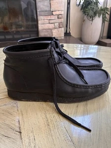 Clarks Originals US Size 11.5 Wallabee Black Leather Men's Casual Chukka Shoes - Picture 1 of 6
