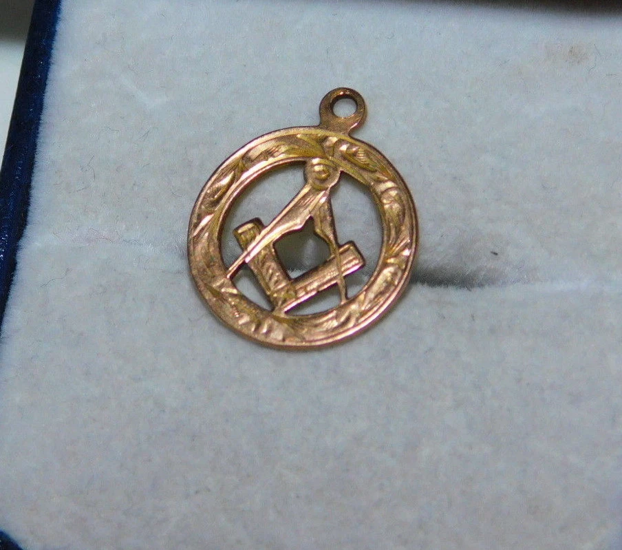 Vintage UK Hallmark Freimaurer Quadratisch & Kompass 9ct Gold Anhänger 10b 90 - Bild 1 von 4
