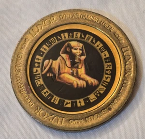 Vintage Luxor Casino Las Vegas Nevada $1 dollaro metallo leone gettone da gioco - Foto 1 di 4