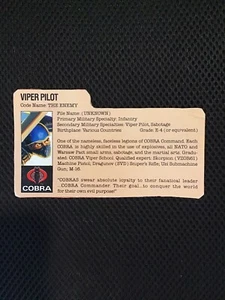 Gi Joe 1983 Cobra Viper Glider Pilot Original Karteikarte sehr guter Zustand ARAH AFA - Bild 1 von 2