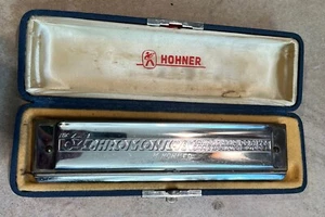 "THE 64 CHROMONICA" MODEL 280/64 "C" BY M. HOHNER & BEAUTIFUL RED STORAGE BOX C - Picture 1 of 10