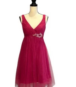 Alfred Angelo Modern Vintage Vivid Pink Mesh Cocktail Dress Size 6 $235 - Picture 1 of 2