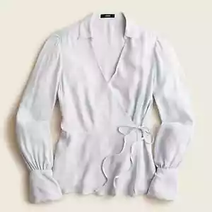 J Crew Drapey Crepe Wrap Blouse Blue 12 New With Tags Orig Owner Item BD788 - Picture 1 of 7