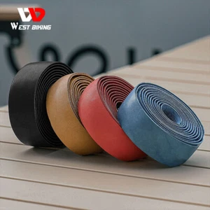 WEST BIKING Genuine Leather Bicycle Handlebar Tape Road Bike Retro Color Belt - Picture 1 of 30