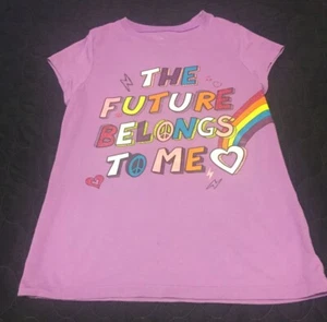 Girls Children’s Place Purple Shirt - “The Future Belongs To Me”-Size 10/12 - Picture 1 of 9