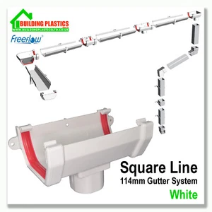 SQUARE LINE GUTTERING & FITTINGS WHITE | 114mm SYSTEM| FREEFLOW - Picture 1 of 30