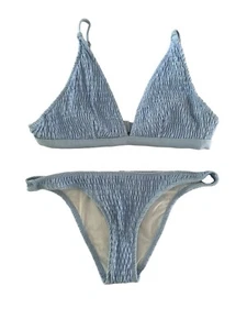 Suboo Shirred Long Line Bikini Swimsuit Blue S NWT $200 - Picture 1 of 8