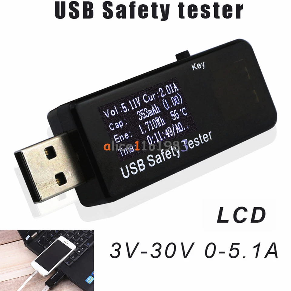 LCD USB Detector Voltmeter Ammeter Power Capacity Tester Power off Protection - Image 1 of 1
