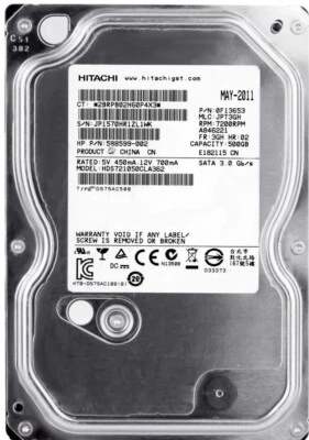 Disk Hitachi HDS721050CLA362 0F10381 7200U/Min 500GB 16MB SATA II 3.5 Pollici - Immagine 1 di 3