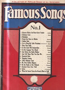 VINTAGE SHEET MUSIC ,FAMOUS SONGS , A COLLECTION OF POPULAR SONGS WE REMEMBER - Picture 1 of 1