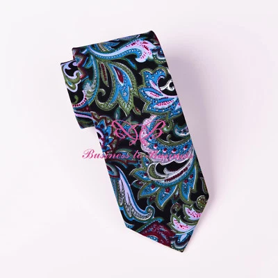 Corbata tejida de algodón de diseñador con corbata ajustada de 3" de cachemira multicolor sexy de lujo Foto 1 de 4