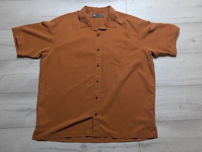 REI Men's Shirt Brown Size XL Short Sleeve Button Up V-Neck Hemp Organic Cotton - Image 1 of 4