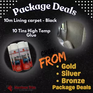 Black Camper Van Lining Carpet 4 way stretch package - 20sqm + 10 Trim-Fix Glue - Picture 1 of 10