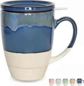 Ceramic Tea Cup with Infuser and Lid, 13.5 Oz, 5 Colors to Choose, Dishwasher an - Picture 1 of 12
