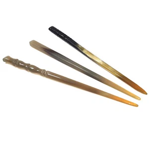 Alfileres de pelo artesanales de cuerno de búfalo estilo clásico (3 piezas) - Imagen 1 de 4