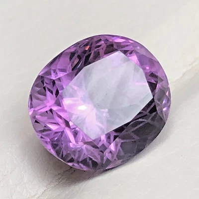 36.85 Carats Natural Faceted Fancy Flower Cut Oval Amethyst Loose Gem Stone - Image 1 of 4
