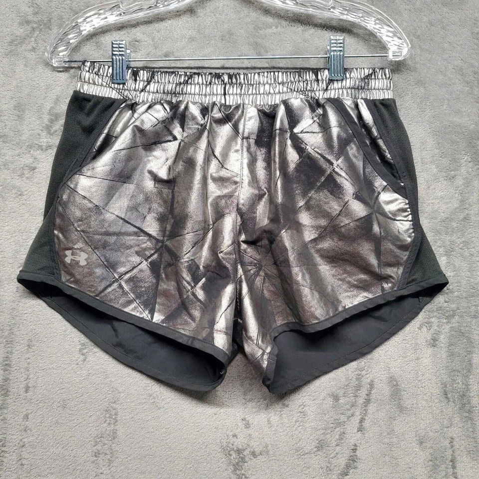 Under Armour Pantalones Cortos Metálicos Gris Plateado Fly By Sueltos Equipo de Calor Mediano Forrado 3” Foto 1 de 4
