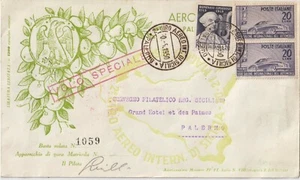 1950 VOLO SPECIALE 2 GIRO AEREO INT. DI SICILIA PALERMO X CATANIA FIRMA PILOTA - Foto 1 di 2