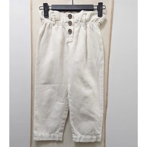 Zara Linen Blend High Waist Button Up Pants Girl's Size 6 - Picture 1 of 15