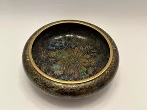 Vintage Cloisonné Bowl With Floral Succulent Design - Picture 1 of 5