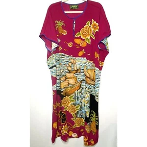 Vintage Kraton Mas Batik Tropical Floral Caftan Robe OS (small discoloration) - Picture 1 of 8