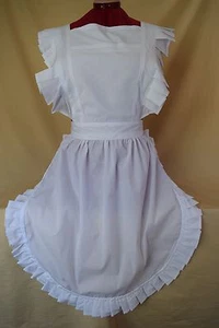 RETRO VINTAGE VICTORIAN STYLE FULL APRON / PINNY - WHITE (FC041V) - Picture 1 of 5