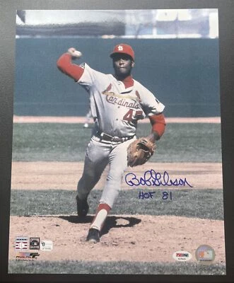 Bob Gibson signed 11x14 photo autograph auto PSA/DNA COA w/ ticket & top loader - Image 1 of 2