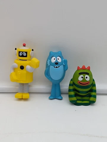 3x Yo Gabby Gabba Figure Lot Plex Robot, Toodee, Brobee Cake Toppers Jazwares Cover