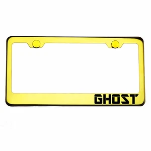Gold Chrome License Plate Frame GHOST Laser Engraved Metal Screw Cap - Bild 1 von 8