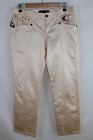 Just Cavalli Women's Pants Straight Cotton Viscose Gold Zip Sz 46 W31/L28
