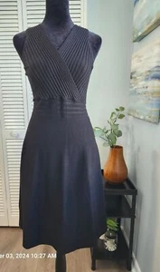 Women's Sweater Dress Black V Neck Sexy A Line NWOT Resort LBD size Large - Picture 1 of 7