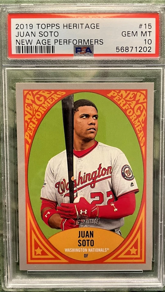 2019 Topps Heritage Juan Soto New Age Performers Nationals #15 PSA 10! Pop 58!!! - Image 1 of 2