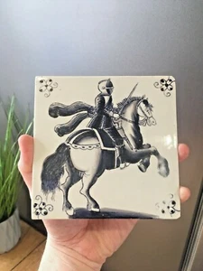 ANTIQUE 19TH C COPELAND ROMAN SOLDIER KNIGHT ON HORSE TILE SPODE DELFT INTEREST - Picture 1 of 9