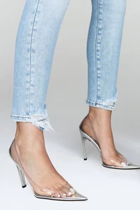 Good American Womens Shoes Cinder F*cking Rella Clear Heels NIB size 7.5 - Picture 1 of 6