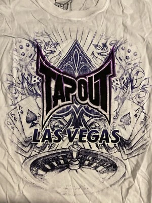 Vintage Tapout Womens Babydoll Sleeve T-Shirt S White Purple Logo Las Vegas MMA - Image 1 of 3